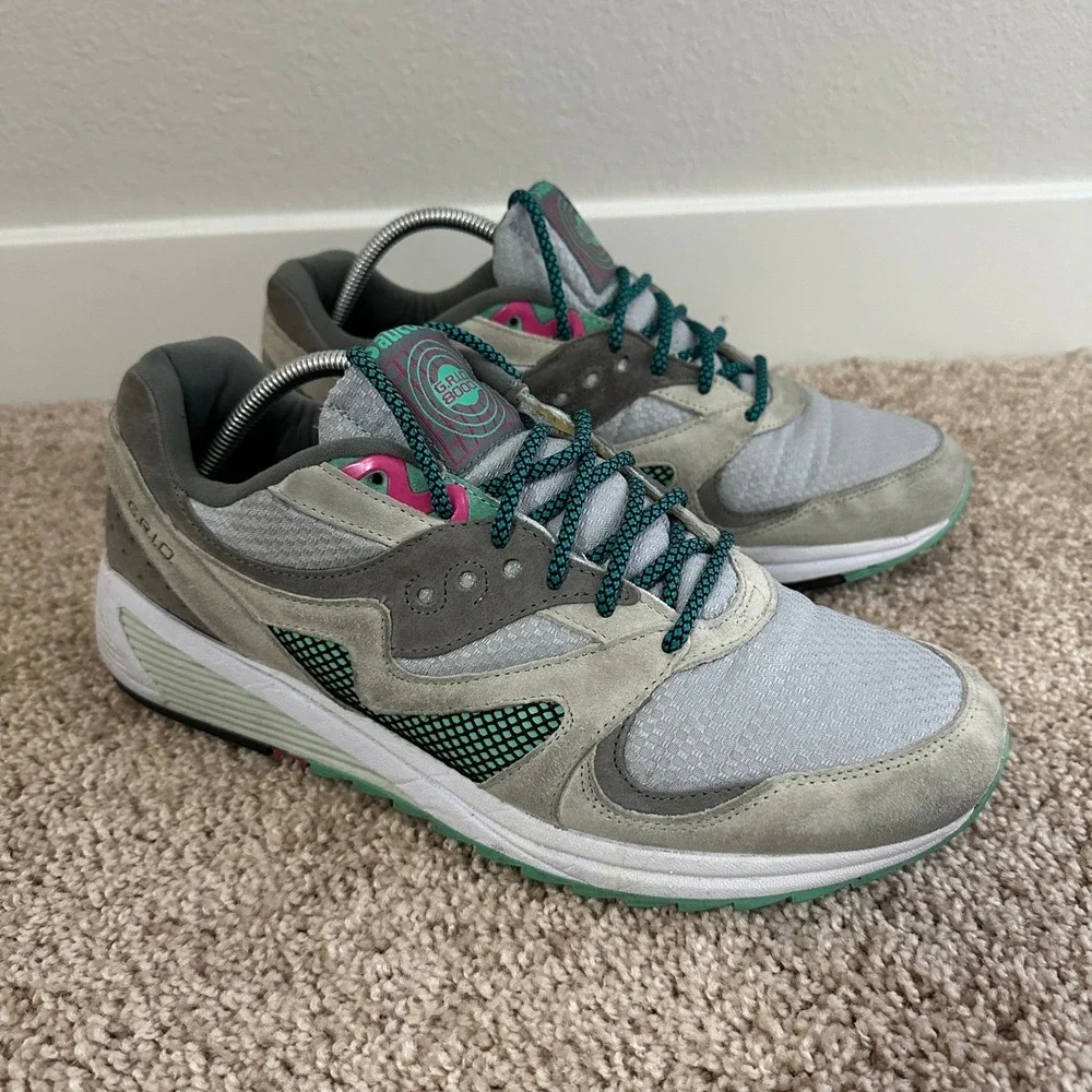 Saucony Grid 8000 CL Sneakers Mens Grey Teal Pink‎ Retro Shoes 11.5 S70197-3